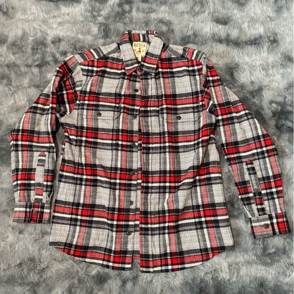 RedHead Red and Black Plaid Button-Up Shirt 100%cotton size M